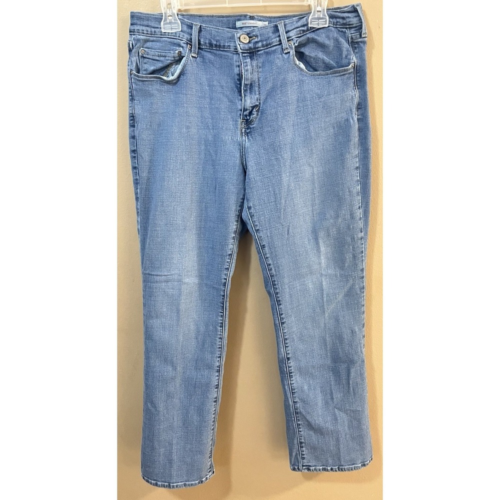 Levi's 505 Straight Leg Women's Size 14 Short W34 x L28.5 Light Wash Stretch - Picture 1 of 7